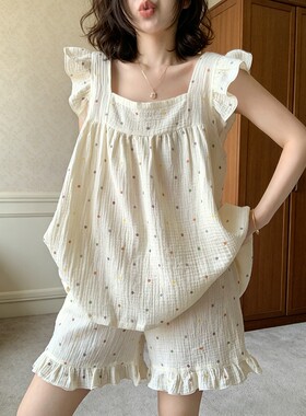 小飞袖睡衣女款夏吊带短裤家居服