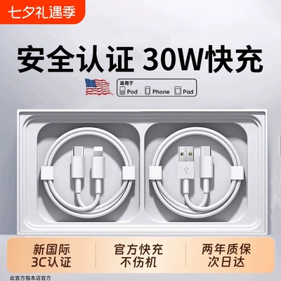 适用iPhone16数据线15promax正品14苹果13充电线17proPD20w手机11快充车载iPad平板12闪充2米原7plus装颖赢