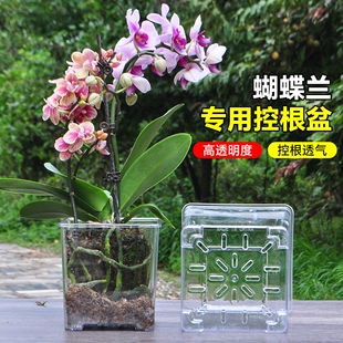 加高透明树脂塑料正方形花盆透气控根蝴蝶兰洋可视观察植物根系