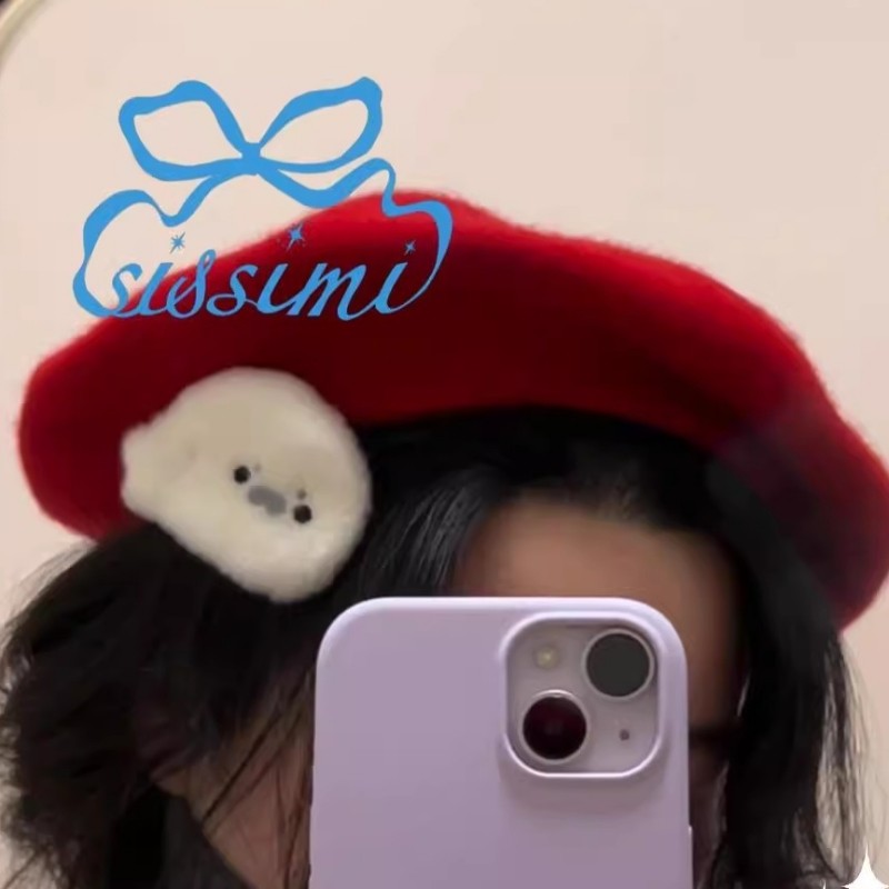 小海豹发夹秋冬毛绒碎发夹可爱发箍侧边刘海发夹卡通甜美发饰