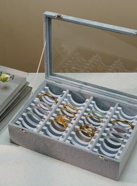 大容量多规格44位22位手镯收纳箱活动可调节首饰展示盒带盖珠宝箱