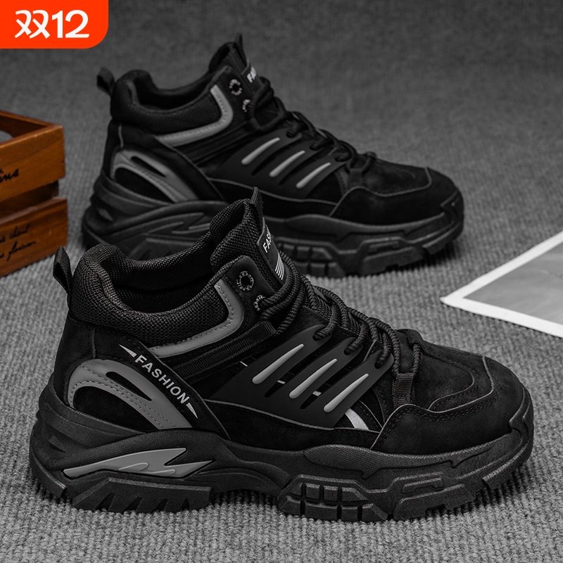 劳保男鞋秋季上班工作防水防滑厚底增高户外运动休闲马丁潮鞋耐磨