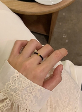 小金珠戒指女男情侣转运珠豆豆手工编织手绳小众设计款ins风时尚