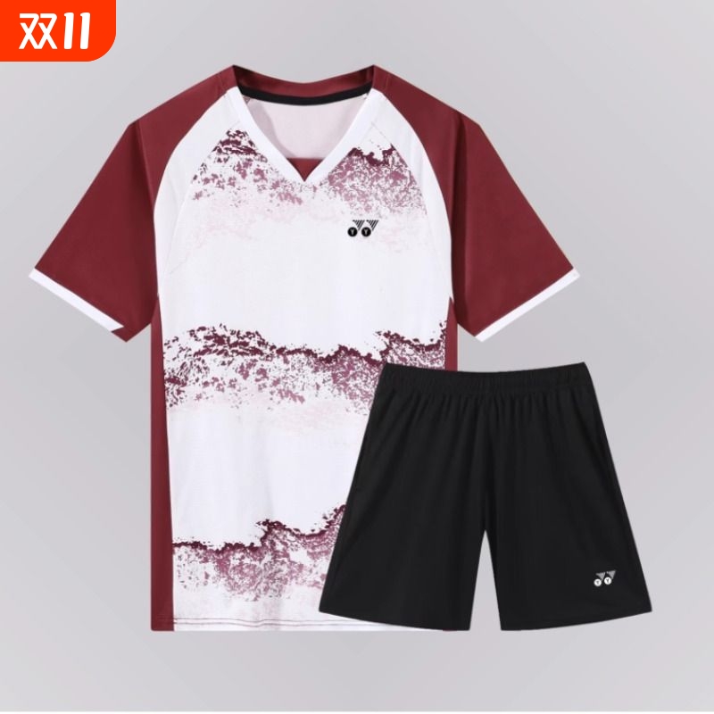 2025新款yy羽毛球服男女短袖t恤运动套装儿童比赛训练服速干球衣