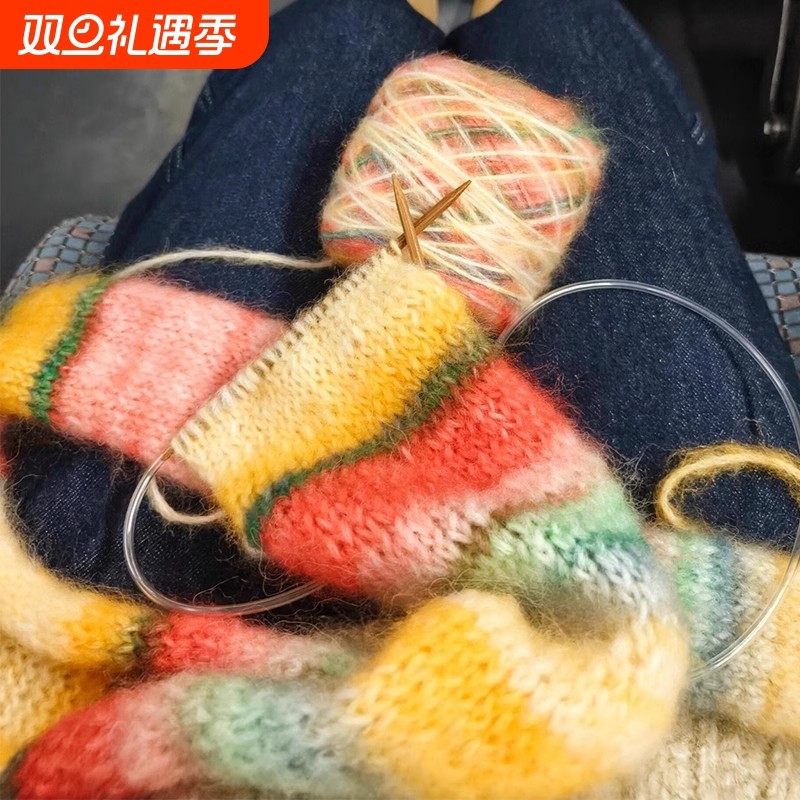 腊肠围巾毛线手织diy材料包手工编织秋冬季加厚围脖女款2025新