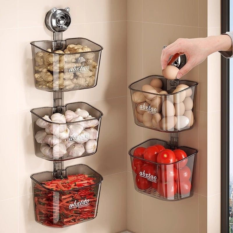 吸盘免打孔厨房葱姜蒜收纳盒生姜大蒜蔬菜篮置物架储物神器上墙,厨房/烹饪用具,厨房置物架/置物柜/角架,淘宝优惠券,粉丝福利购,淘宝优惠卷