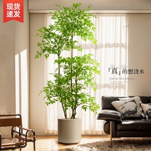 饰品仿生假树摆件 南天竹仿真绿植室内大型落地高端轻奢盆栽高级装
