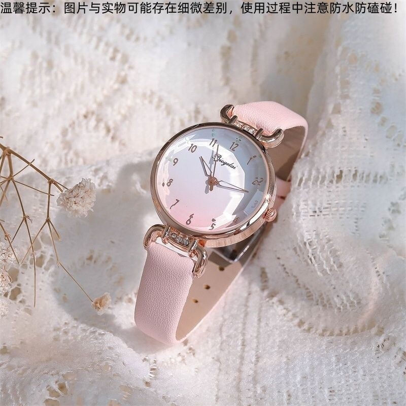 高颜值渐变手表女款学生简约小巧精致少女石英表女防水手链指针式