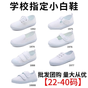 春学生演出运动鞋 小白鞋 子男 女2024新款 球鞋 百搭白色室内鞋 帆布鞋