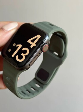夏天新款卡扣运动硅胶iwatch表带适用苹果手表applewatch透气柔软ultra男款9小众s10女款s8潮墨绿色ultra