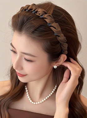 夏天高颅顶发箍女款日常外戴头箍压发发卡头饰防滑带齿高端女白色