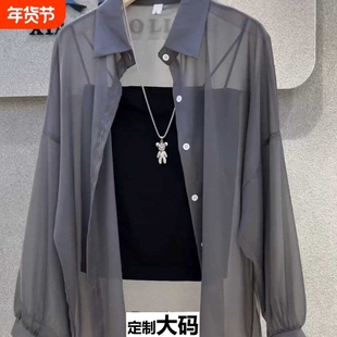 2025新款防晒衣冰丝透气外穿长袖开衫外套春秋长袖薄款雪纺衬衫夏