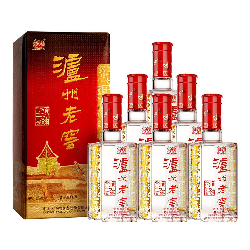 泸州老窖六年窖头曲52度500ml*6瓶浓香型白酒整箱传承百年婚宴