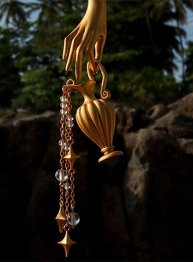 轻奢vintage手持水罐吊坠锁骨毛衣项链浪漫小众高级原创设计项链