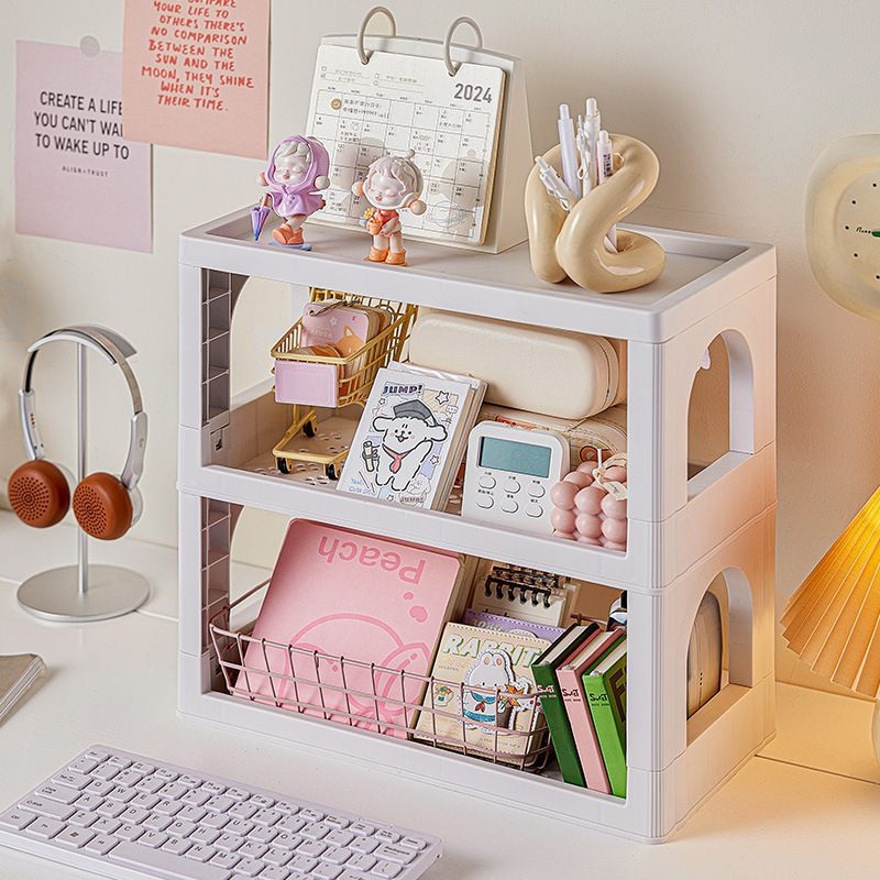 多层收纳置物架寝室桌面整理架厨房调料可折叠办公收纳学生用品