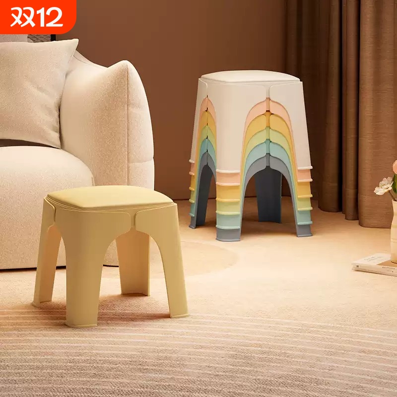 小凳子家用矮凳软垫客厅茶几凳子可叠放板凳儿童小椅子沙发凳方凳