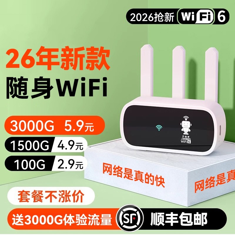 智能wifi移动无线wifl6便携式免插卡2026新款路由器全国通用流量wi-fi车载宽带4g高速网络智能上网卡车载wifi