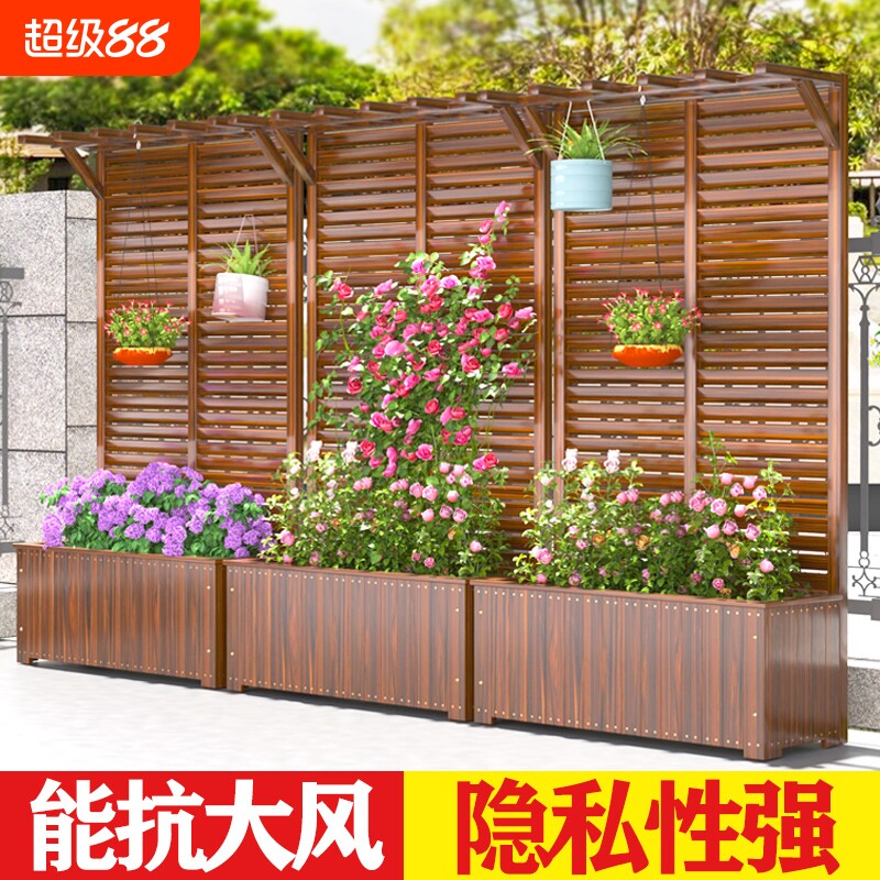 特厚喷漆高隐私栅栏花箱图片
