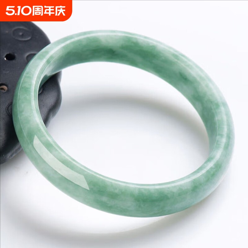 正品贵州翠玉手镯女款翠色玉镯子飘花真玉石镯女送妈妈女友节礼物