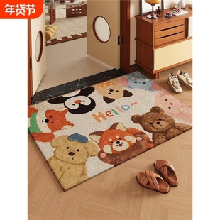 卡通门口入户门地垫绒面毛绒专用脚垫可裁剪门垫圈绒防滑免洗地毯