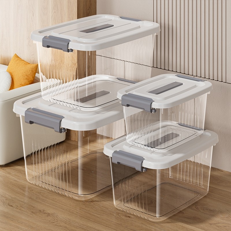 透明收纳箱家用衣服整理箱玩具零食储物箱塑料置物筐手提收纳盒子