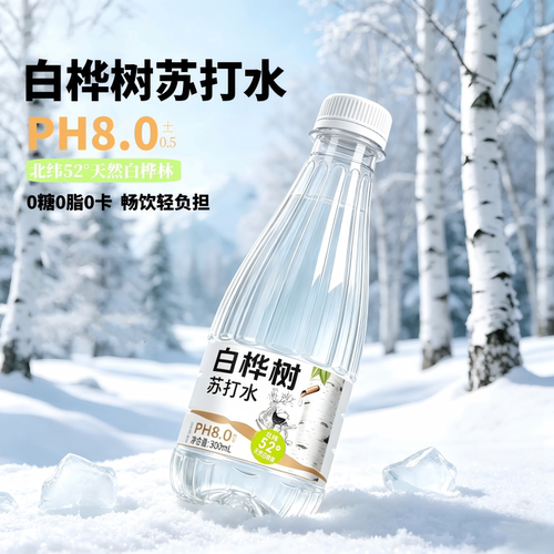 白桦树苏打水300ml*12/24瓶无汽弱碱0脂0糖解渴解腻补水包邮悦力