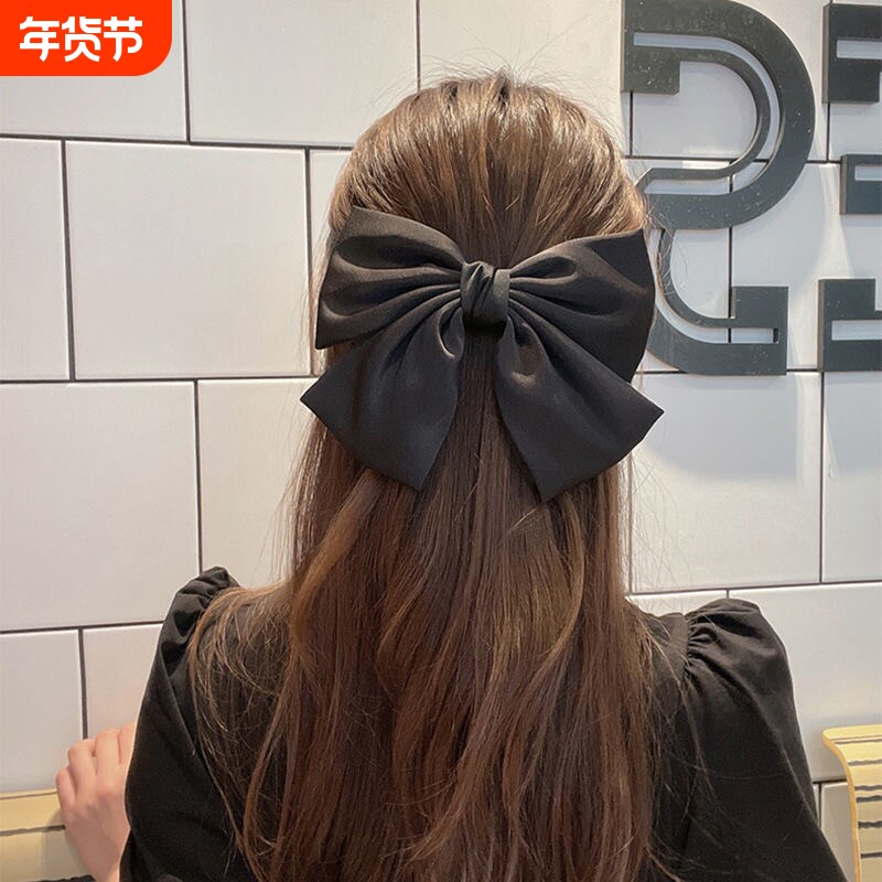 黑色蝴蝶结发夹女后脑勺2025新款头饰超仙日韩系发饰弹簧后脑勺夹
