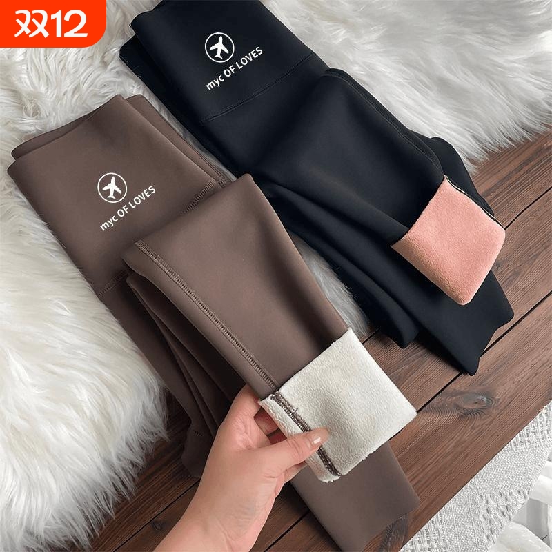 鲨鱼裤女外穿2024新款秋冬季加绒加厚保暖棉裤高腰瑜伽提臀打底裤