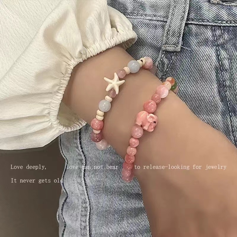 马卡龙色系小象陶瓷手串小众设计春夏甜美闺蜜2023年新款手镯蝴蝶