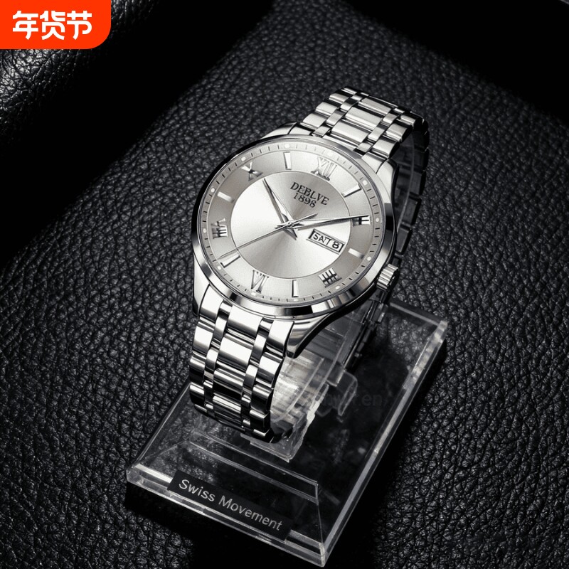 正品瑞士全自动非机械表手表男士学生韩版时尚潮双日历防水表夜光