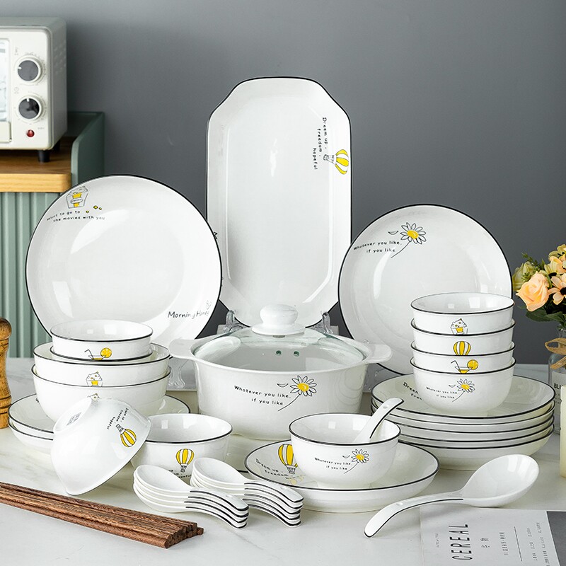 高颜值实用型碗家用2026新款碗碟简约餐具套装组合碗盘碗筷碟中式