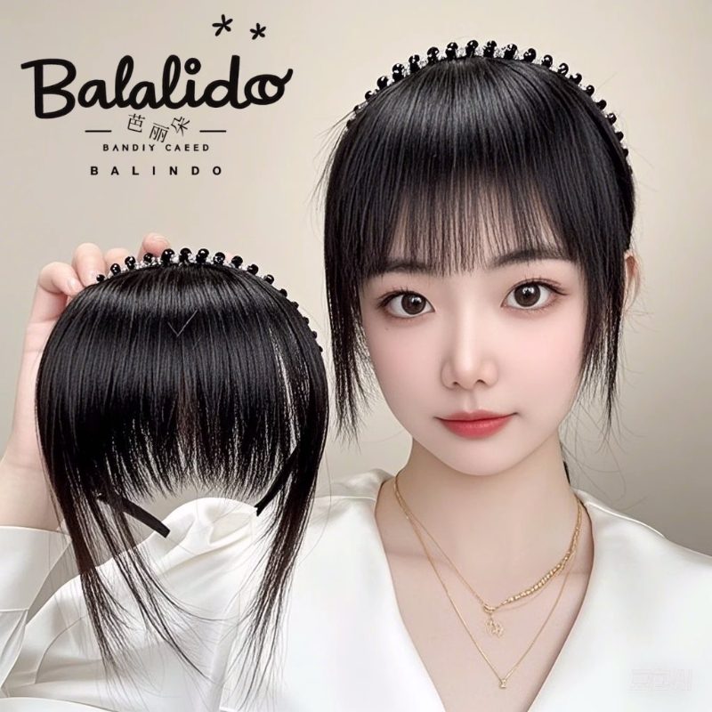 假发片平替发箍刘海一体真发补头顶薄款补发片无痕遮白发马尾