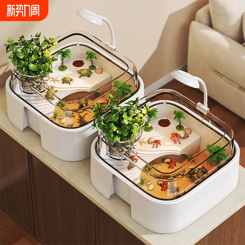 乌龟饲养缸家用小型爬台龟苗饲养盒发色盒养寄居蟹专用造景桌面缸