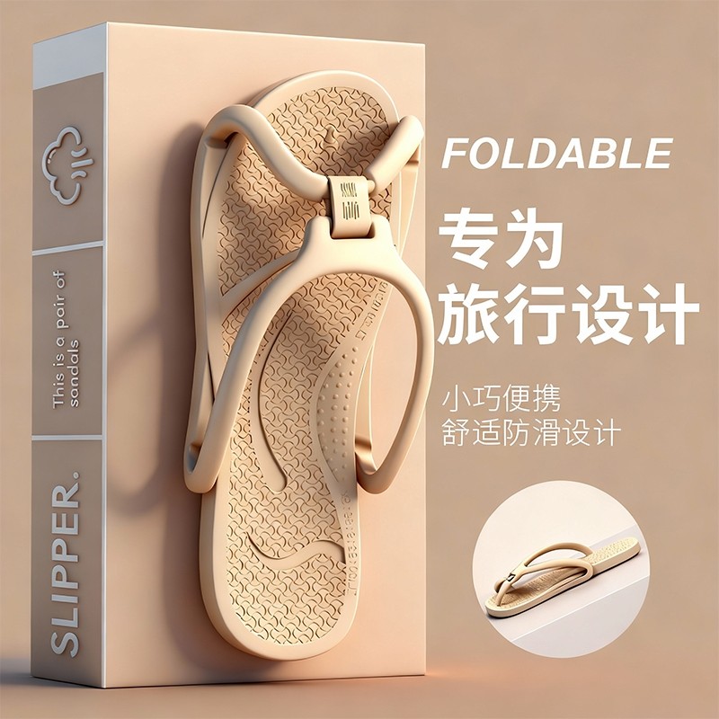 可折叠拖鞋女夏季便携式旅行防滑游泳出差酒店一次性洗澡凉拖鞋男
