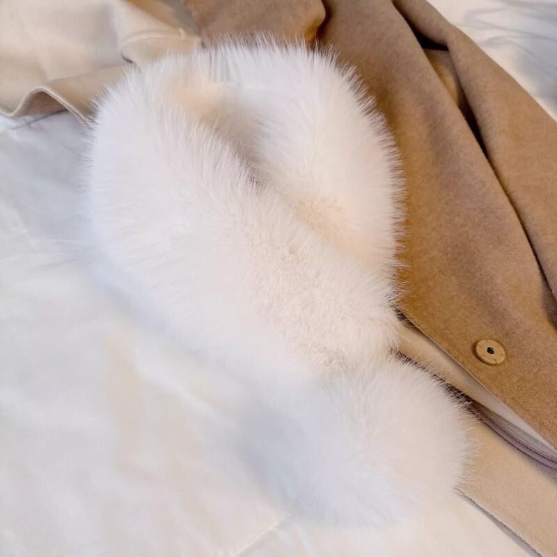 甜美米兰狐狸双面围巾女士冬毛毛保暖单球磁扣毛领小围脖护颈毛绒