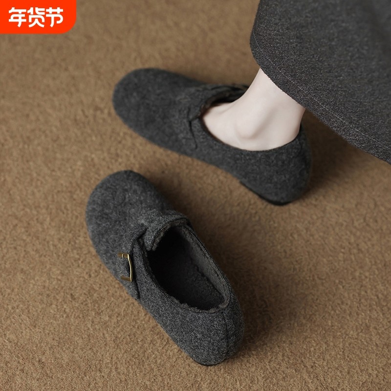 羊皮版巨好看内增高毛绒超火勃肯鞋女2025冬季灰色保暖加绒乐福鞋,女鞋,勃肯鞋/软木鞋,淘宝优惠券,粉丝福利购,淘宝优惠卷