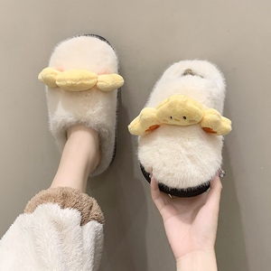 活泼可爱立体卡通拖鞋女舒适秋冬网红款毛毛居家室内包头兔毛