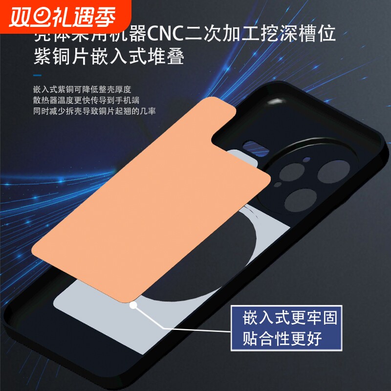 适用红米K80至尊/ultra/Turbo4pro/3/红米K70至尊/K80pro/K60ultra磁吸散热手机壳内嵌式紫铜石墨烯保护套