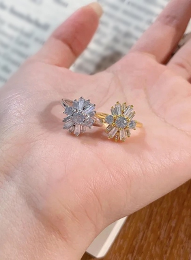 ins高颜值vintage银色烟花戒指