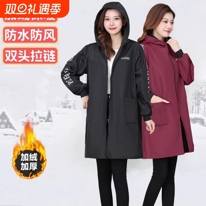防水防油罩衣女冬季加绒加厚新款