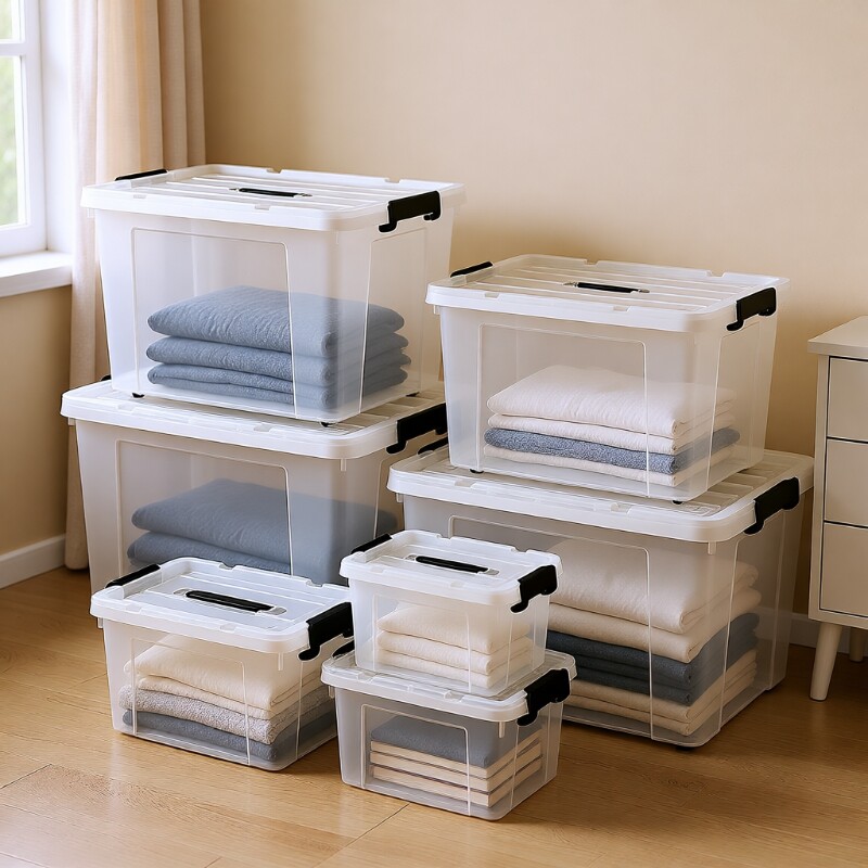 加厚收纳箱透明家用衣服裤子整理箱玩具储物箱医药收纳盒子整理筐