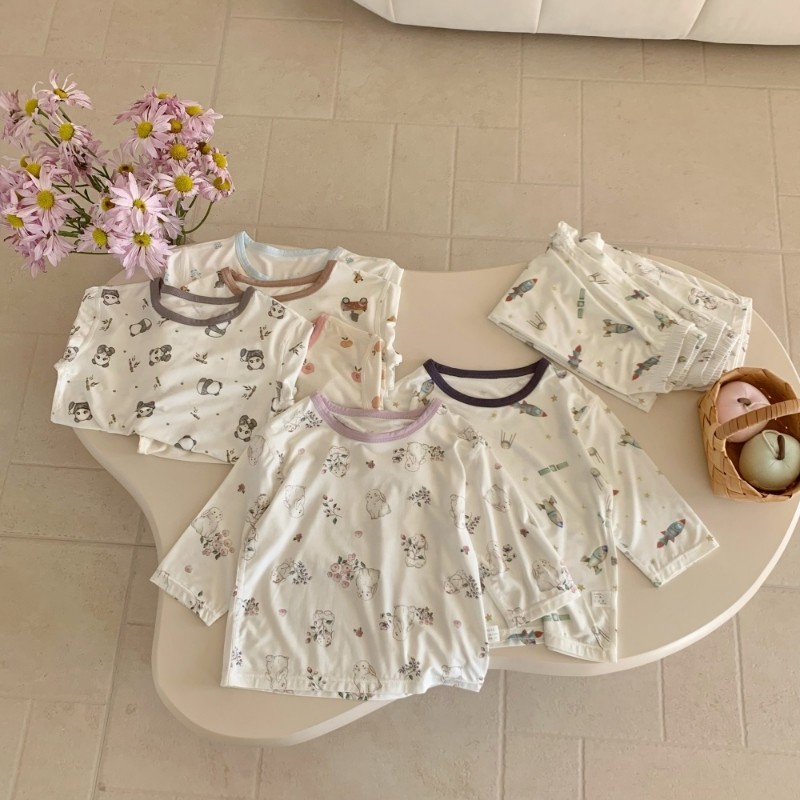 睡衣儿童家居服夏季冰丝卡通A类睡衣套装空调服新款家居服套装薄