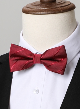 男士领结伴郎新郎酒红黑色正装衬衫结婚婚礼蓝色韩版蝴蝶结女西装