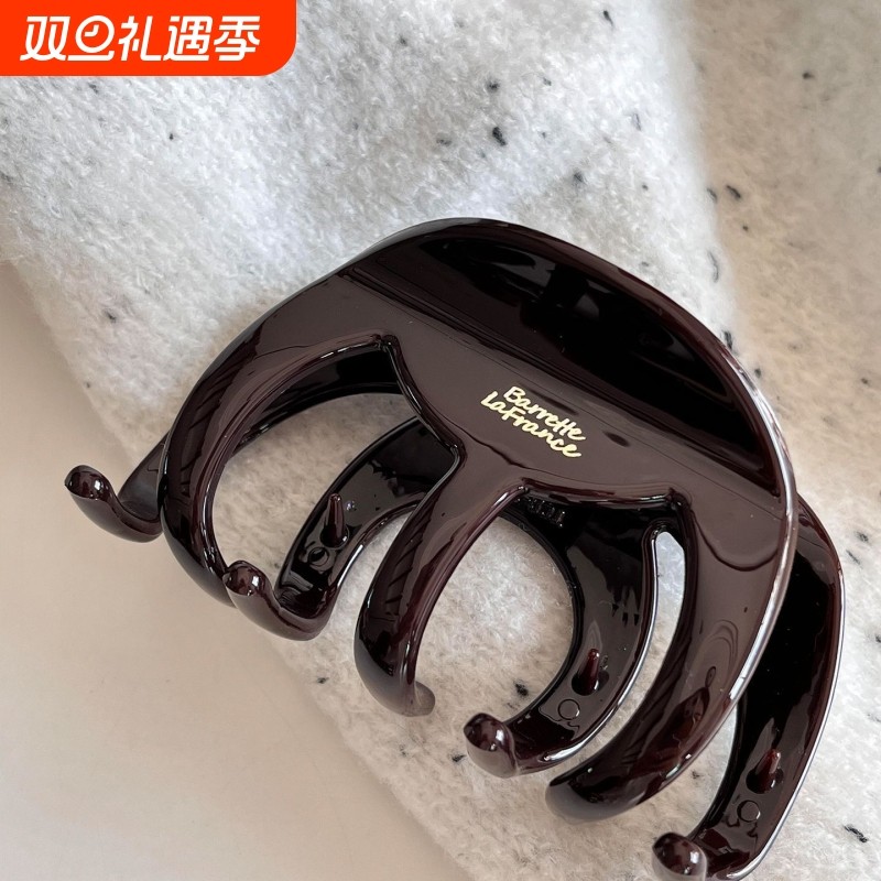 轻奢深咖抓夹高级感简约百搭气质优雅ins风女后脑勺盘发发饰