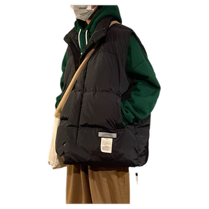 棉衣背心棉马甲男冬季外搭加厚宽松坎肩棉服oversize百搭立领外套