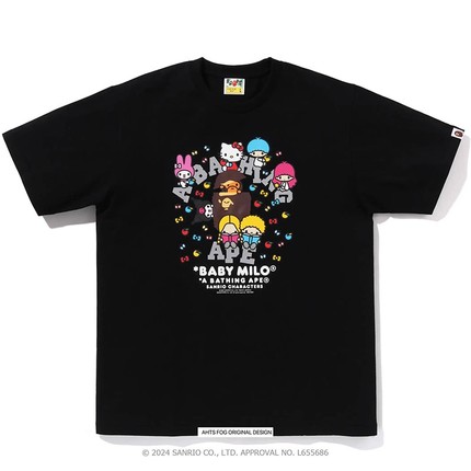 短袖bape女童夏季可爱猫设计感潮牌T恤卡通猿人头SHARKAPE亲子装