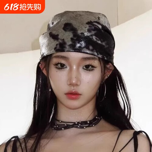 2025新款千禧y2k辣妹小丝巾头巾女美式街头音乐节潮酷包头三角巾