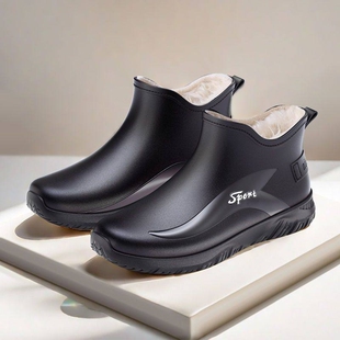 低帮雨鞋男款短筒夏天防滑防水厨师工作水靴加绒工地耐磨胶鞋轻便