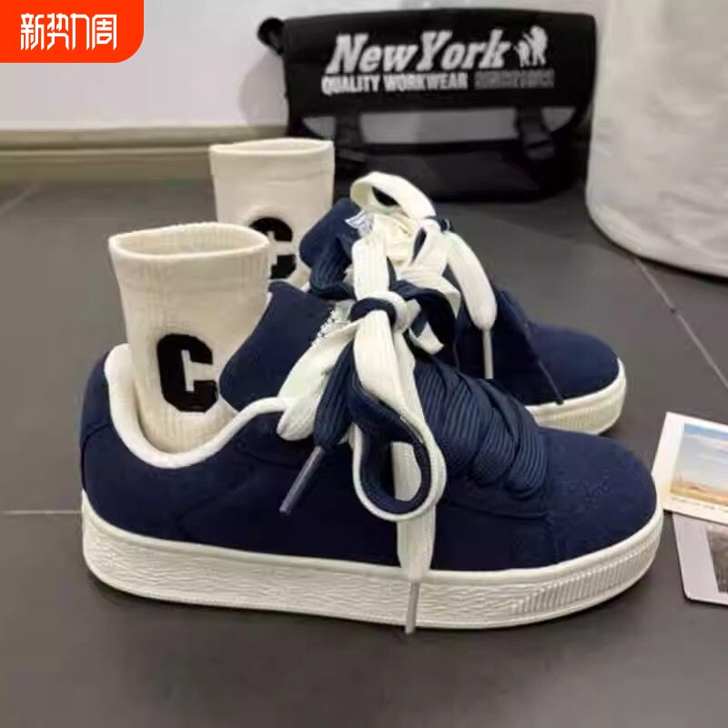 优妮蒂双鞋带设计板鞋2026春季新款爆款网红in复古百搭学生运动