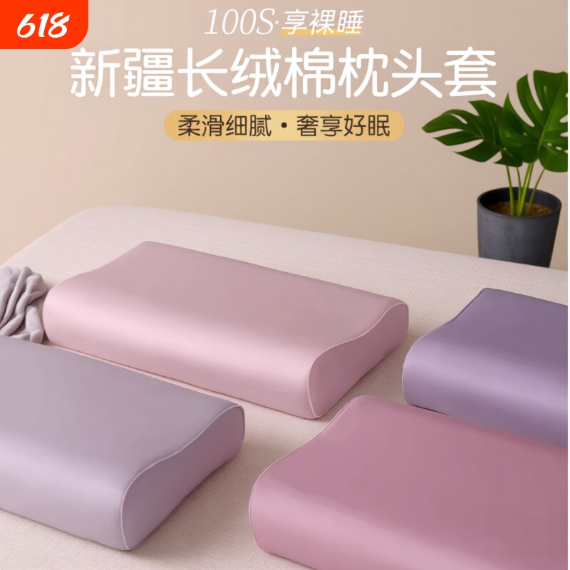 乳胶枕套100s长绒棉枕头套一对家用60x40cm纯棉记忆儿童30x50内胆
